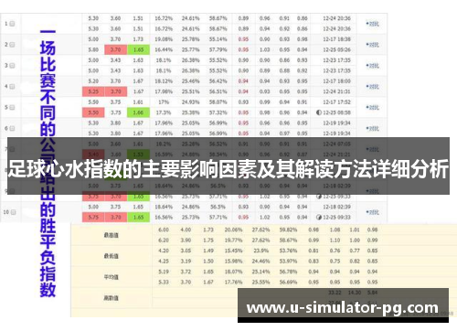 足球心水指数的主要影响因素及其解读方法详细分析